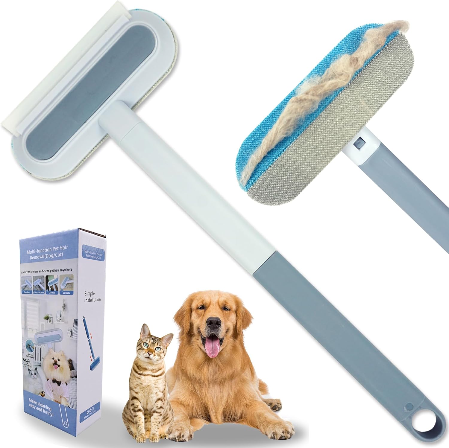 4-in-1 Multifunctional Pet Hair Removal Tool for Furniture, Couch, Carpet, and Windows, Reusable and Washable