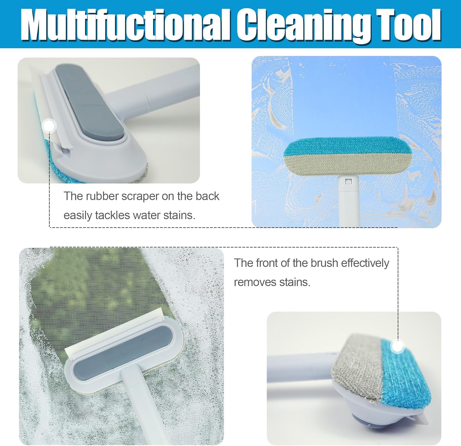 4-in-1 Multifunctional Pet Hair Removal Tool for Furniture, Couch, Carpet, and Windows, Reusable and Washable