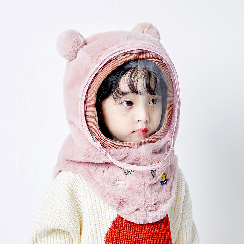Children'S Hat Autumn And Winter Windproof Mask For Boys And Girls, Ear Protection Integrated Hood, Windproof Thickened Warm Baby Scarf