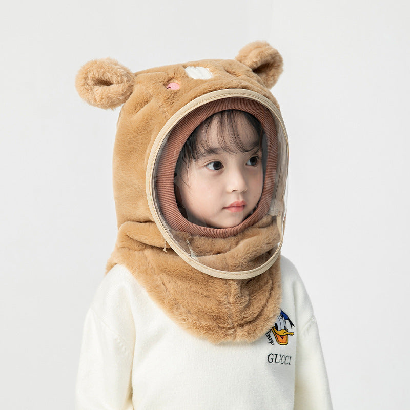 Children'S Hat Autumn And Winter Windproof Mask For Boys And Girls, Ear Protection Integrated Hood, Windproof Thickened Warm Baby Scarf