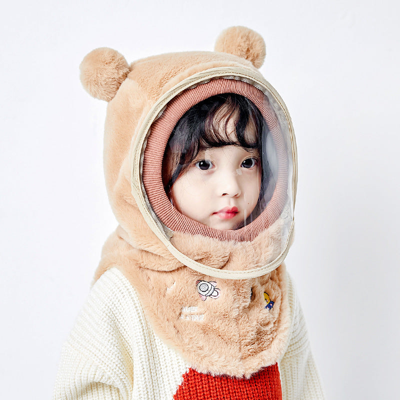 Children'S Hat Autumn And Winter Windproof Mask For Boys And Girls, Ear Protection Integrated Hood, Windproof Thickened Warm Baby Scarf