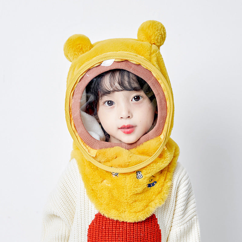 Children'S Hat Autumn And Winter Windproof Mask For Boys And Girls, Ear Protection Integrated Hood, Windproof Thickened Warm Baby Scarf