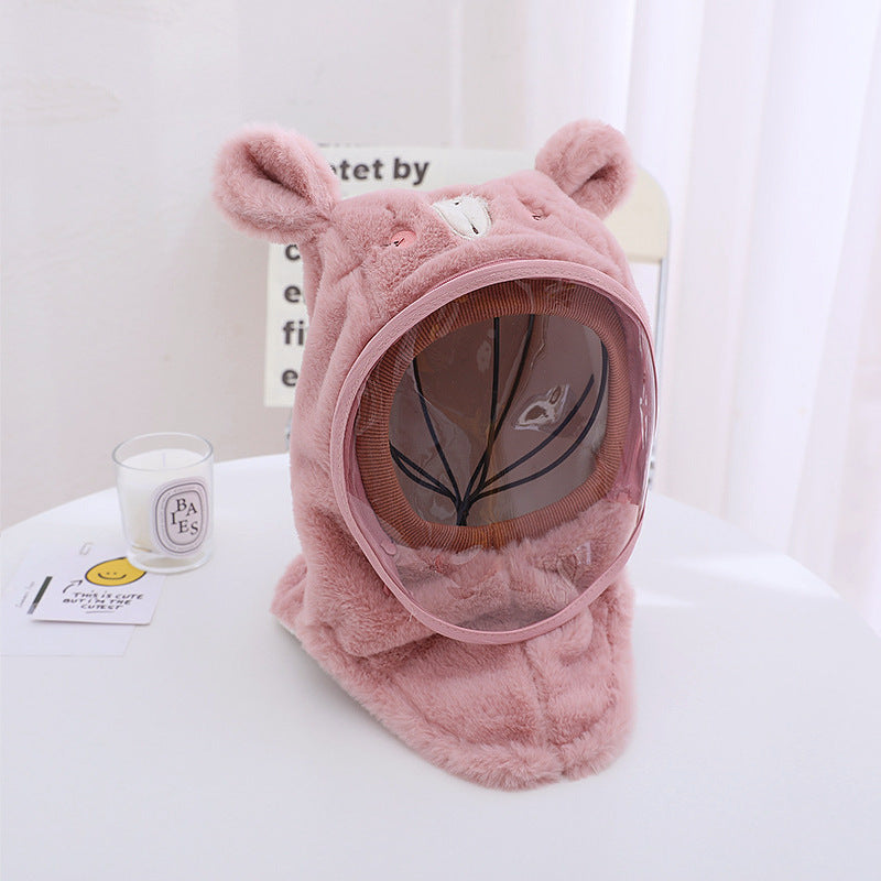 Children'S Hat Autumn And Winter Windproof Mask For Boys And Girls, Ear Protection Integrated Hood, Windproof Thickened Warm Baby Scarf