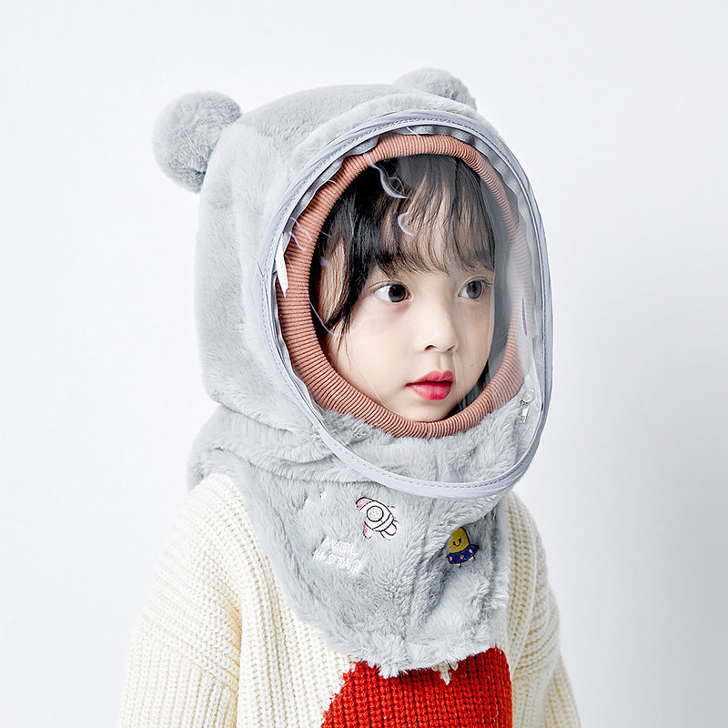Children'S Hat Autumn And Winter Windproof Mask For Boys And Girls, Ear Protection Integrated Hood, Windproof Thickened Warm Baby Scarf