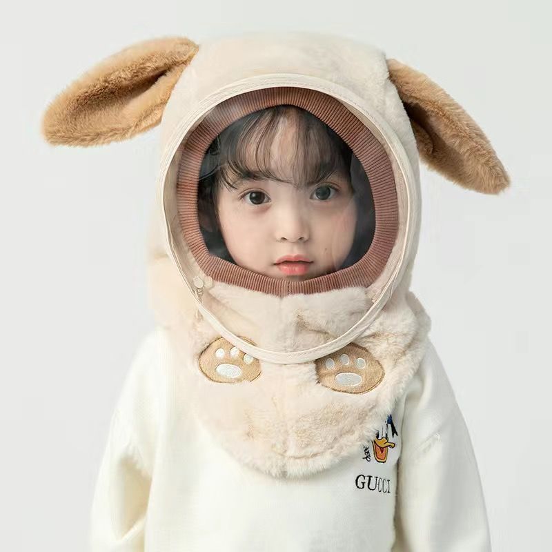 Children'S Hat Autumn And Winter Windproof Mask For Boys And Girls, Ear Protection Integrated Hood, Windproof Thickened Warm Baby Scarf