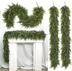 6 FT 2 Pcs Artificial Cedar Garlands, Real Touch Winter Cedar Garland, Green Artificial Greenery Pine Garland for Table, Mantle, Wall, Indoor, Outdoor Christmas Decorations (2, 6 FT)