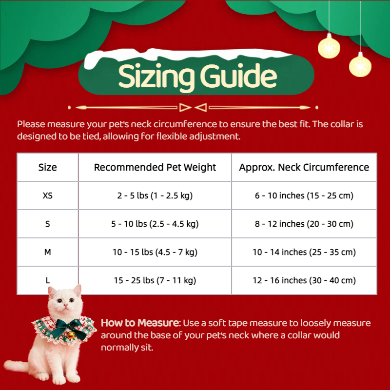 🎄Christmas Collar- Festive Lace Ruffle Scarf for Dogs and Cats