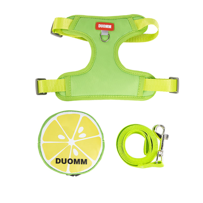 Cute Fruit Backpack Pet Chest Strap Set Anti Slip Soft Breathable Pet Chest Strap Traction Rope Dog Cat Pet Backpack Chest Strap