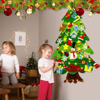 Felt Artificial Christmas Tree Set - Christmas Decorations 2025 with 26 Detachable Ornaments & LED Lights | DIY Wall Hanging Kit for Kids, Home Party Gift