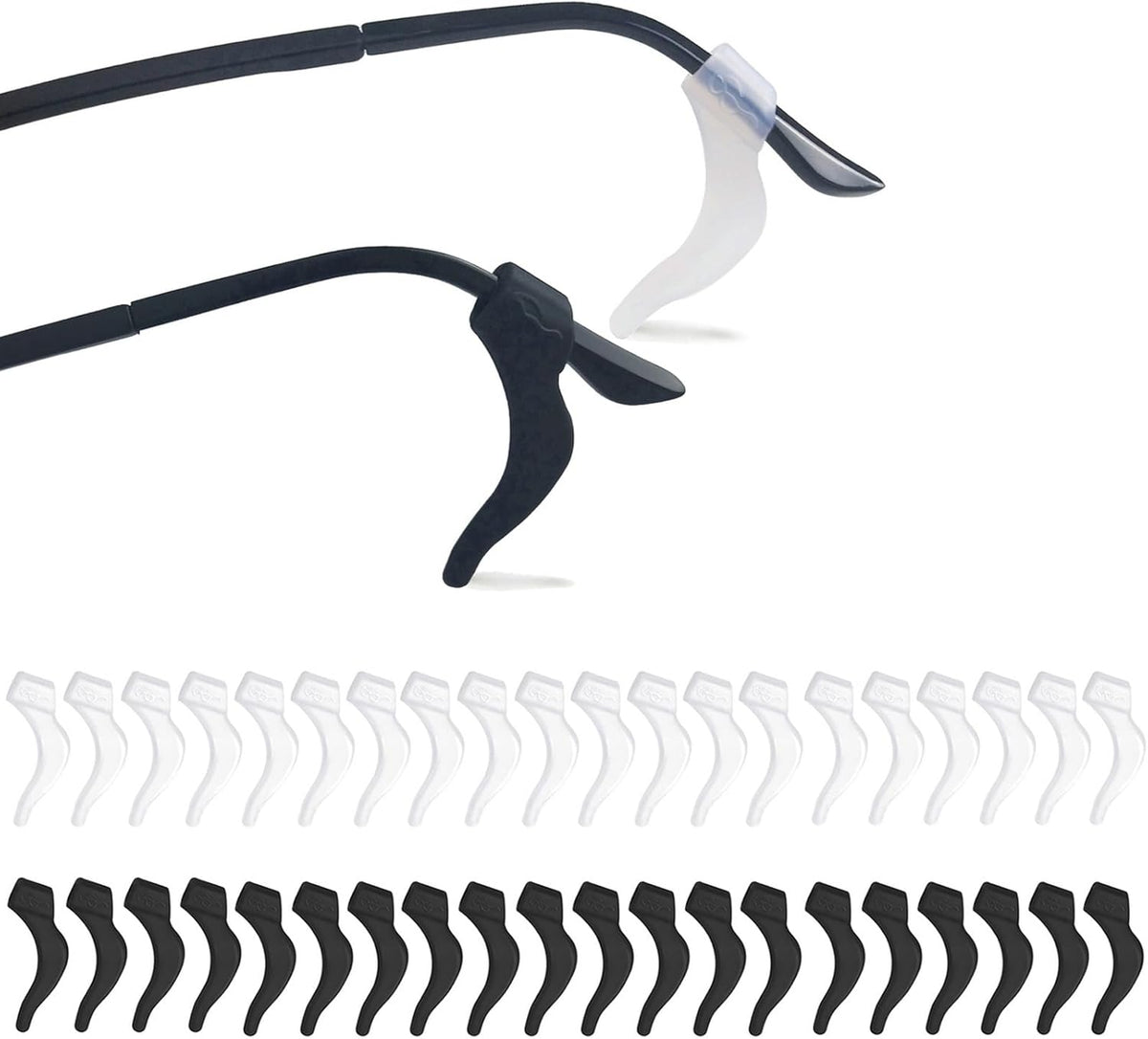 20Pairs Glasses Anti-slip Silicone Ear Clip, Glasses Holder With Storage Box, Sports Eyeglass Ear Grips, Safety Eyewear Retainers for Sunglasses Presbyopia Eyeglass