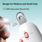 Cat Nail Clipper | Cat Nail Trimmer with Clipping Debris Storage, Adjustable Sizes, Hidden Nail File, Round Hole Blade for Injury-Free Grooming Tool for Pets