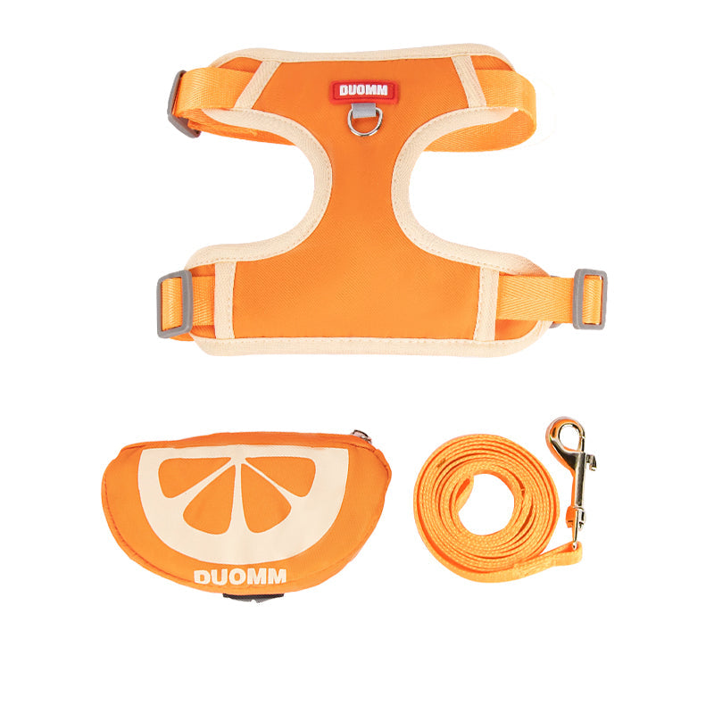 Cute Fruit Backpack Pet Chest Strap Set Anti Slip Soft Breathable Pet Chest Strap Traction Rope Dog Cat Pet Backpack Chest Strap