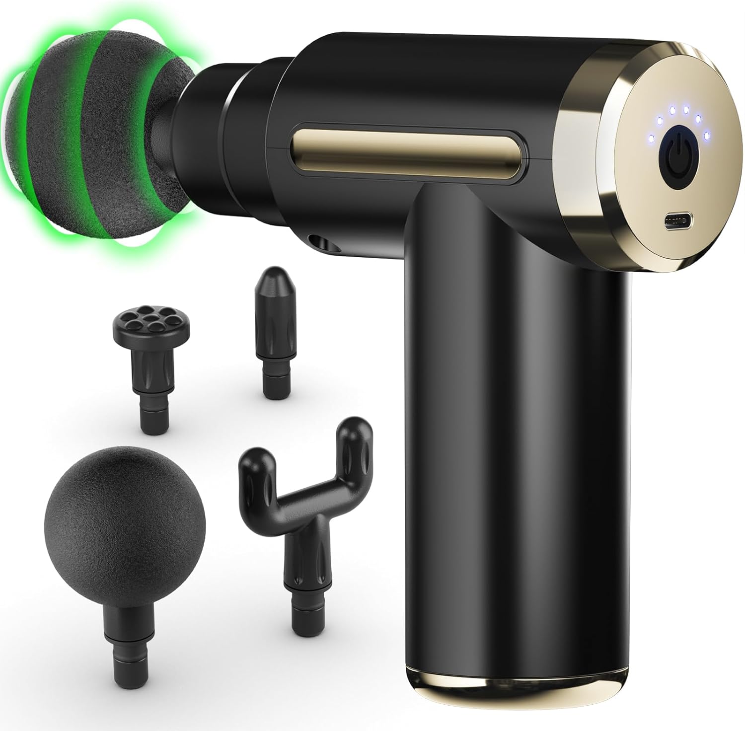 Massage Gun, Massage Gun Deep Tissue for Pain Relief with 4 Massage Heads & 6 Speeds, Electric Mini Handheld Body Massager for Any Pain Relief, Best Gifts for Dad and Mom