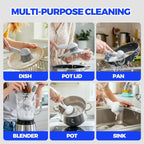 Dish Brush with Soap Dispenser - Dish Brush with Long Handle Deep Cleaning, Dish Scrubber Switchable Modes for Dishes, Pans, Sink, Pots (White)