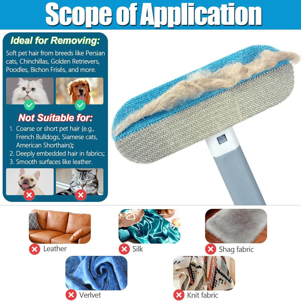 4-in-1 Multifunctional Pet Hair Removal Tool for Furniture, Couch, Carpet, and Windows, Reusable and Washable