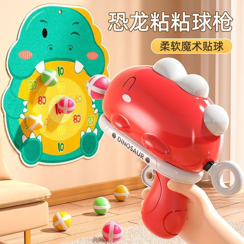 Internet Celebrity Dinosaur Ball Gun Target Ejection Sticky Ball Children'S Baby Indoor Darts Educational Toys For Girls And Boys