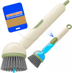 Dish Brush with Soap Dispenser - Dish Brush with Long Handle Deep Cleaning, Dish Scrubber Switchable Modes for Dishes, Pans, Sink, Pots (White)