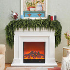 6 FT 2 Pcs Artificial Cedar Garlands, Real Touch Winter Cedar Garland, Green Artificial Greenery Pine Garland for Table, Mantle, Wall, Indoor, Outdoor Christmas Decorations (2, 6 FT)