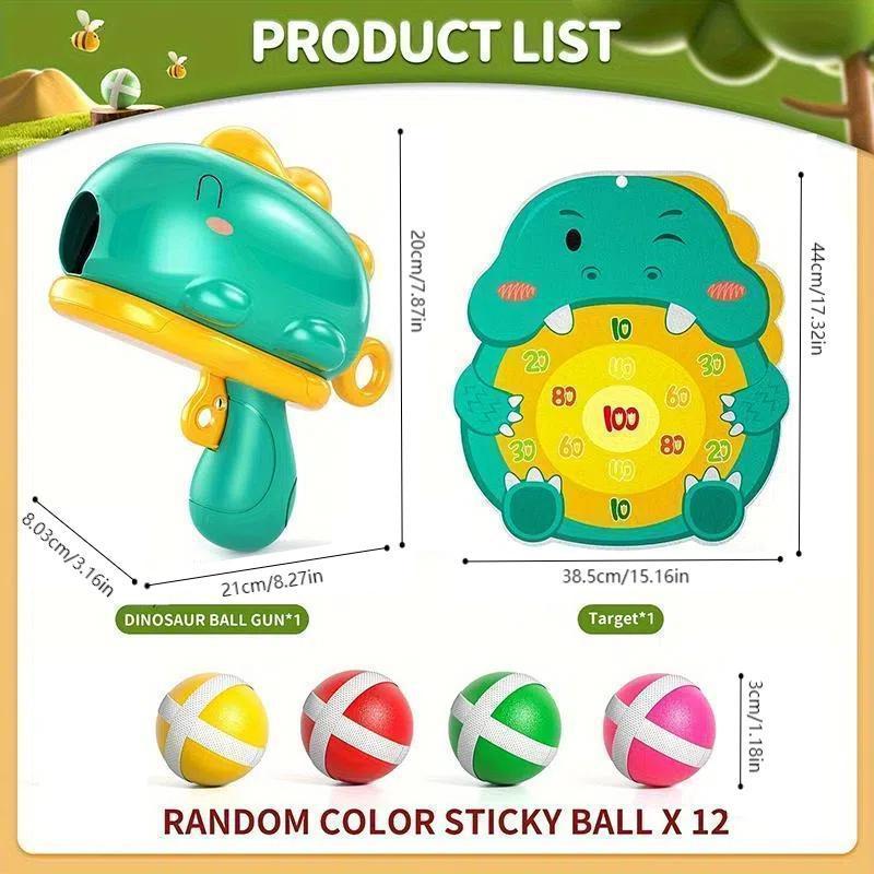 Dinosaur Design Ball Blaster Toy, 1 Box Dinosaur Design Ball Blaster Toy with 12pcs Sticky Ball, Indoor Outdoor Sports Toy for Kids