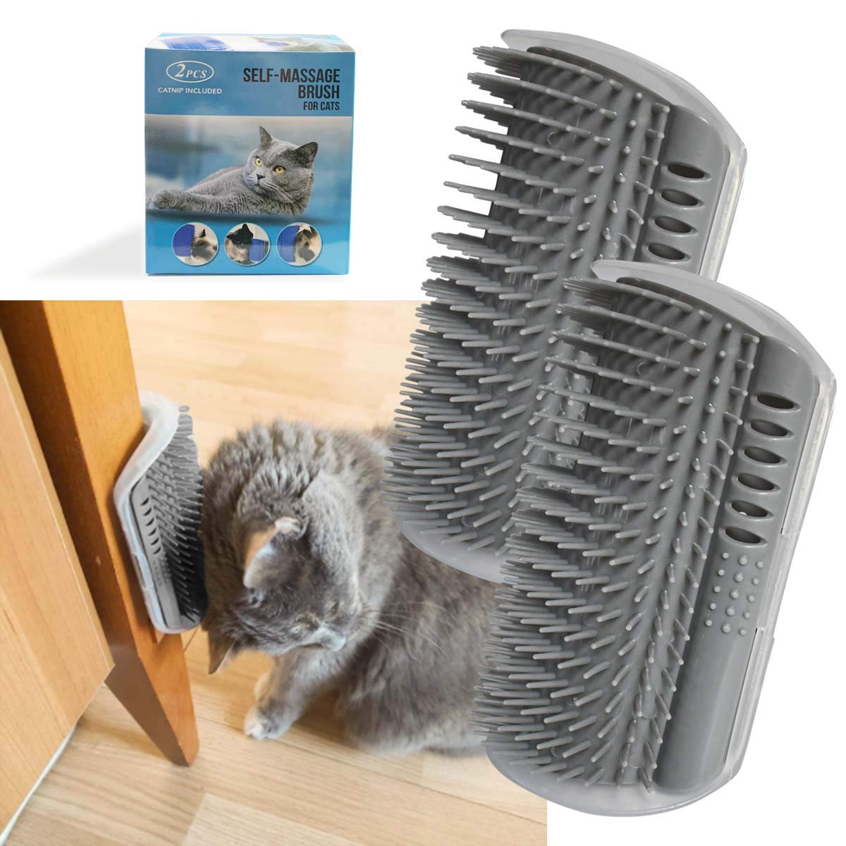 2-Pack Softer Self Groomer Wall Corner Massage Comb