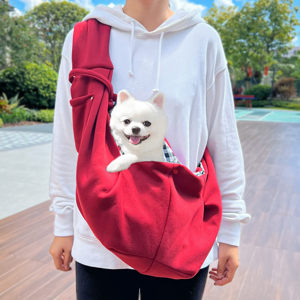 Dog and Cat Sling Carrier - Hands Free Reversible Pet Papoose Bag - Soft Pouch and Tote Design - Suitable for Puppy, Small Dogs Cats Outdoor